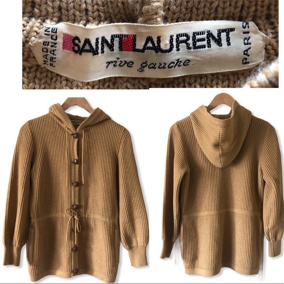Saint Laurent Sweaters - Vintage Saint Laurent Wool Hooded Cardigan
